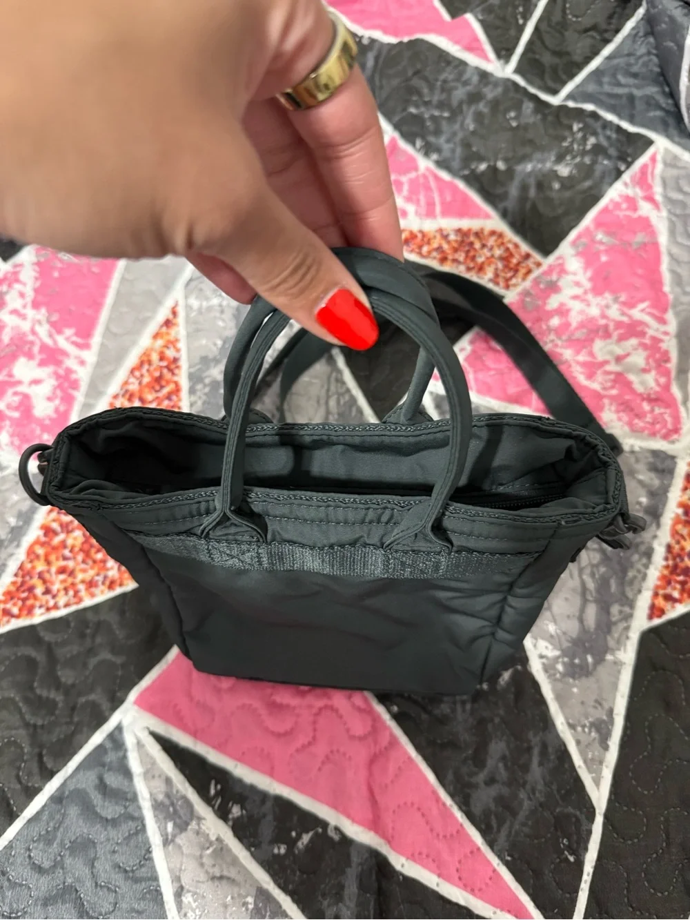 Uniqlo Black Crossbody Tote Bag with Top Handles